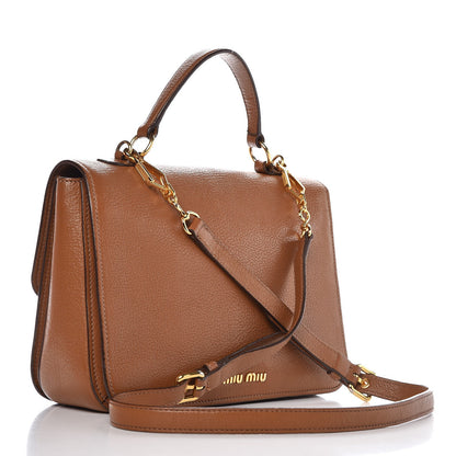 Miu Miu Goatskin Madras Shoulder Bag Cuoio 4 of 25