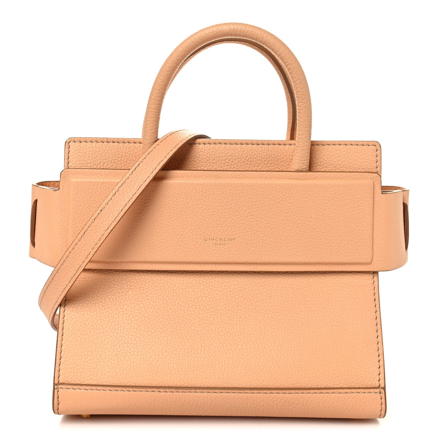 Grained Calfskin Mini Horizon Satchel Beige