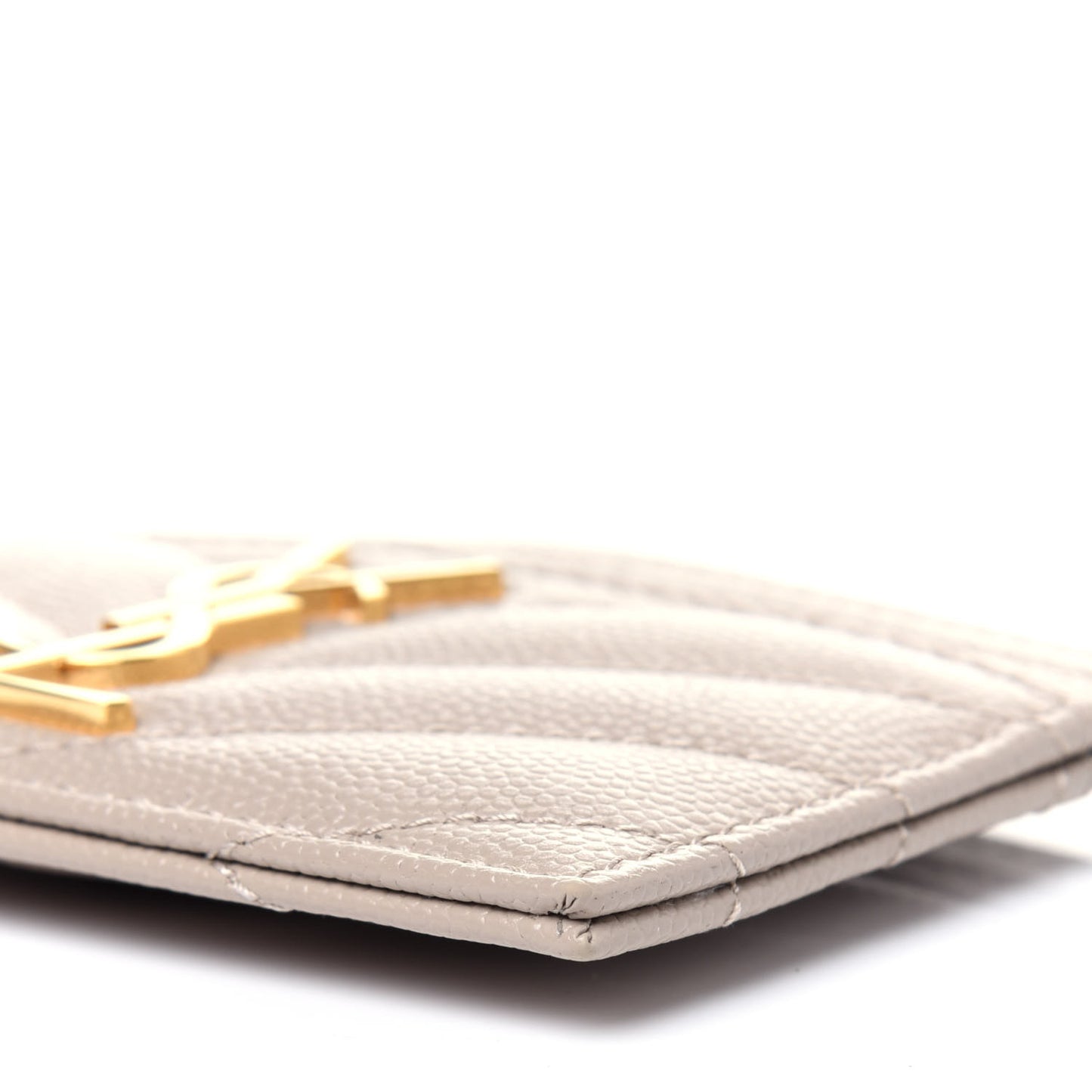 Grain De Poudre Matelasse Chevron Monogram Credit Card Case Sea Salt