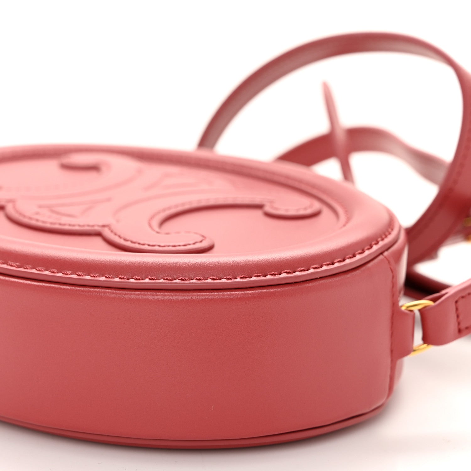 Celine Smooth Calfskin Small Triomphe Oval Crossbody Purse Lipstick 10 of 10