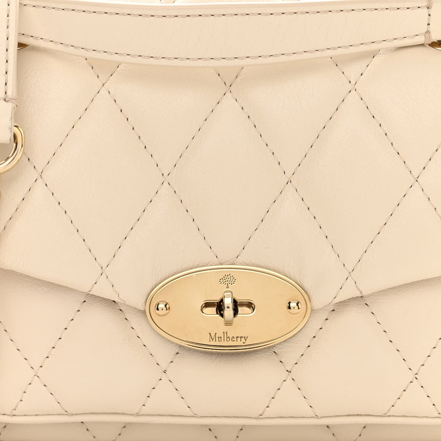 Mulberry Shiny Calfskin Quilted Mini Darley Shoulder Bag Chalk 8 of 10