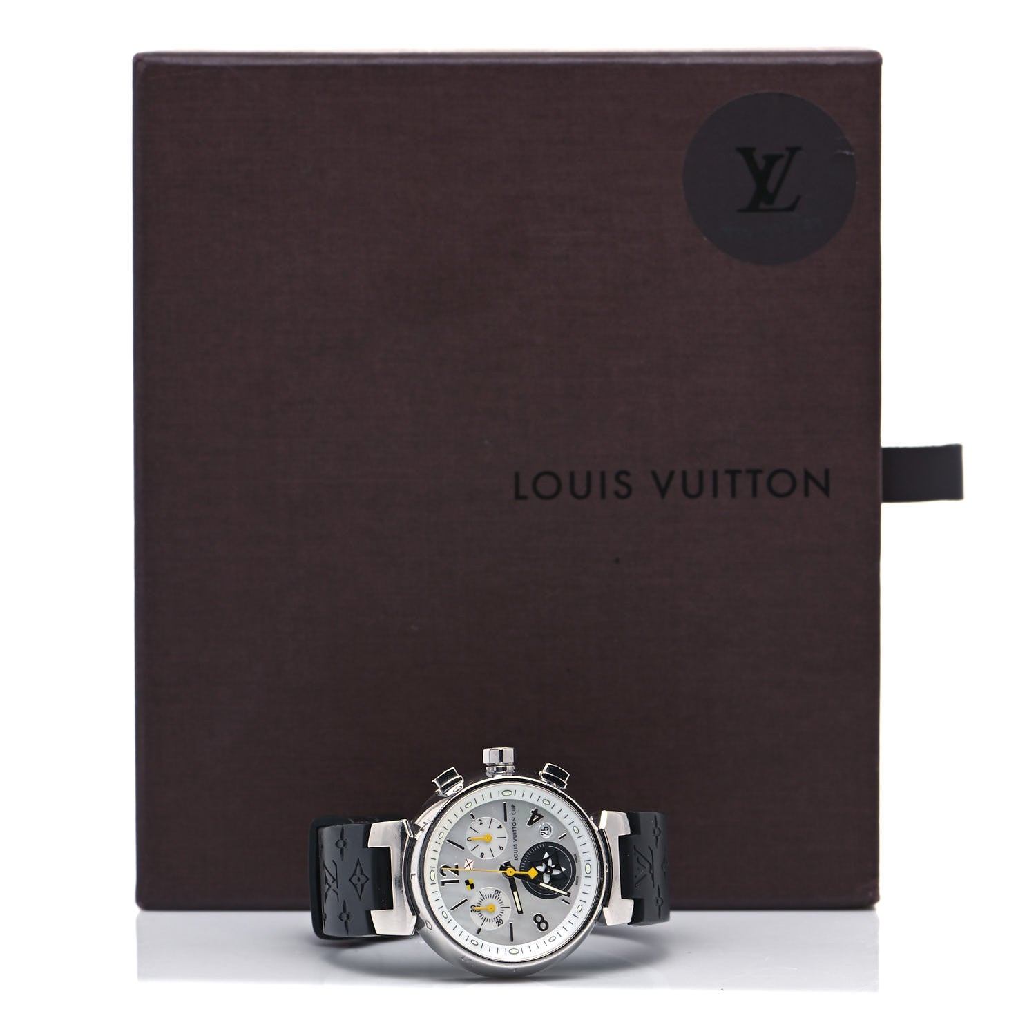 Louis Vuitton Stainless Steel Rubber Mother of Pearl 34mm Tambour Lovely Cup Quartz Watch 5 of 5