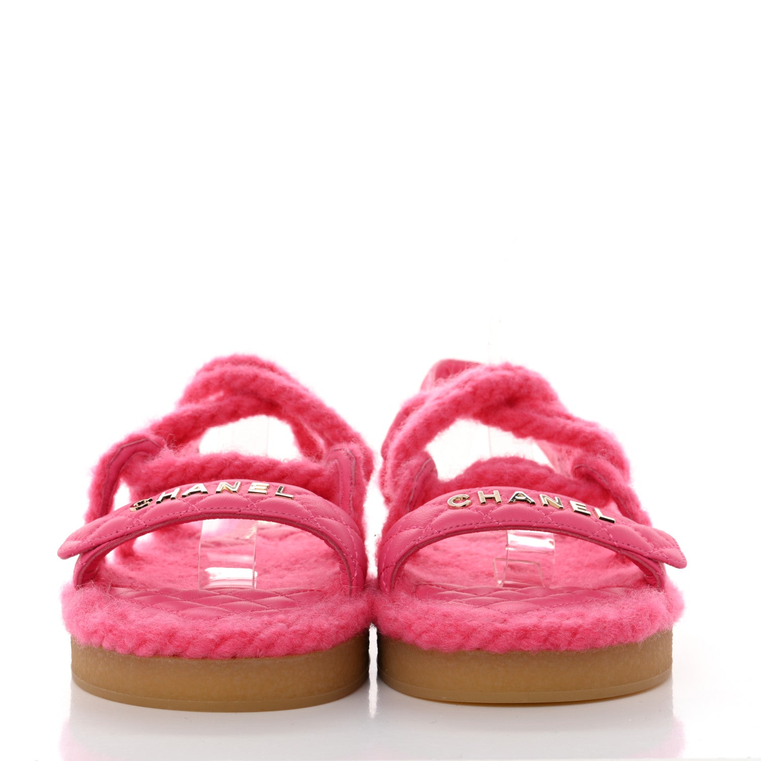 Chanel Cord Lambskin Quilted Logo Sandals 41 Pink 2 of 8