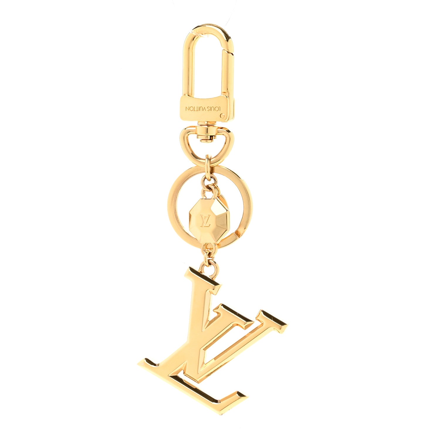 Louis Vuitton Metal LV Facettes Bag Charm Key Holder Gold 1 of 5