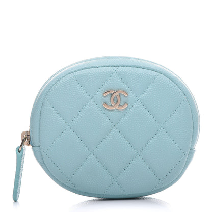 Chanel Caviar Quilted Zip Around Classic Coin Purse Light Blue 1 of 9