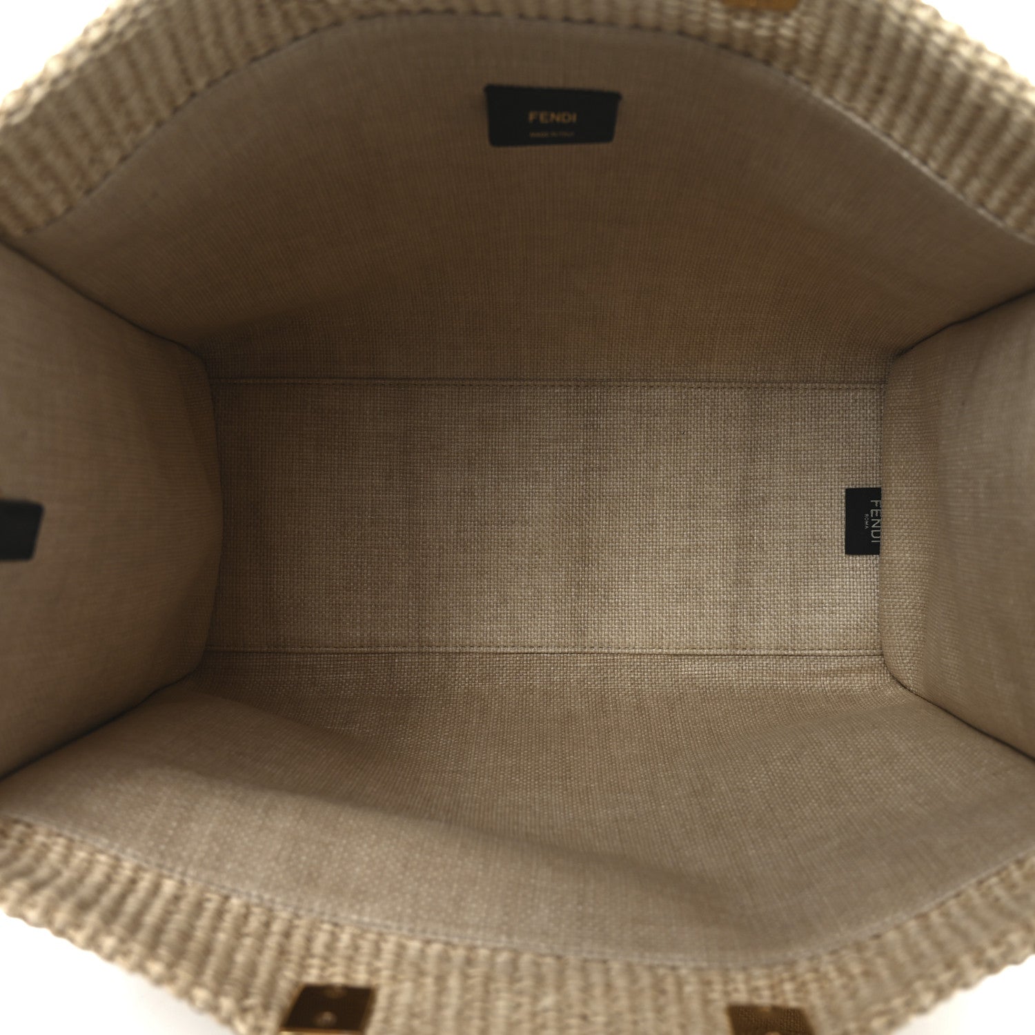 Fendi Straw Vitello King Plexiglass Woven Medium Fendi Sunshine Shopper Tote Natural Black 5 of 11