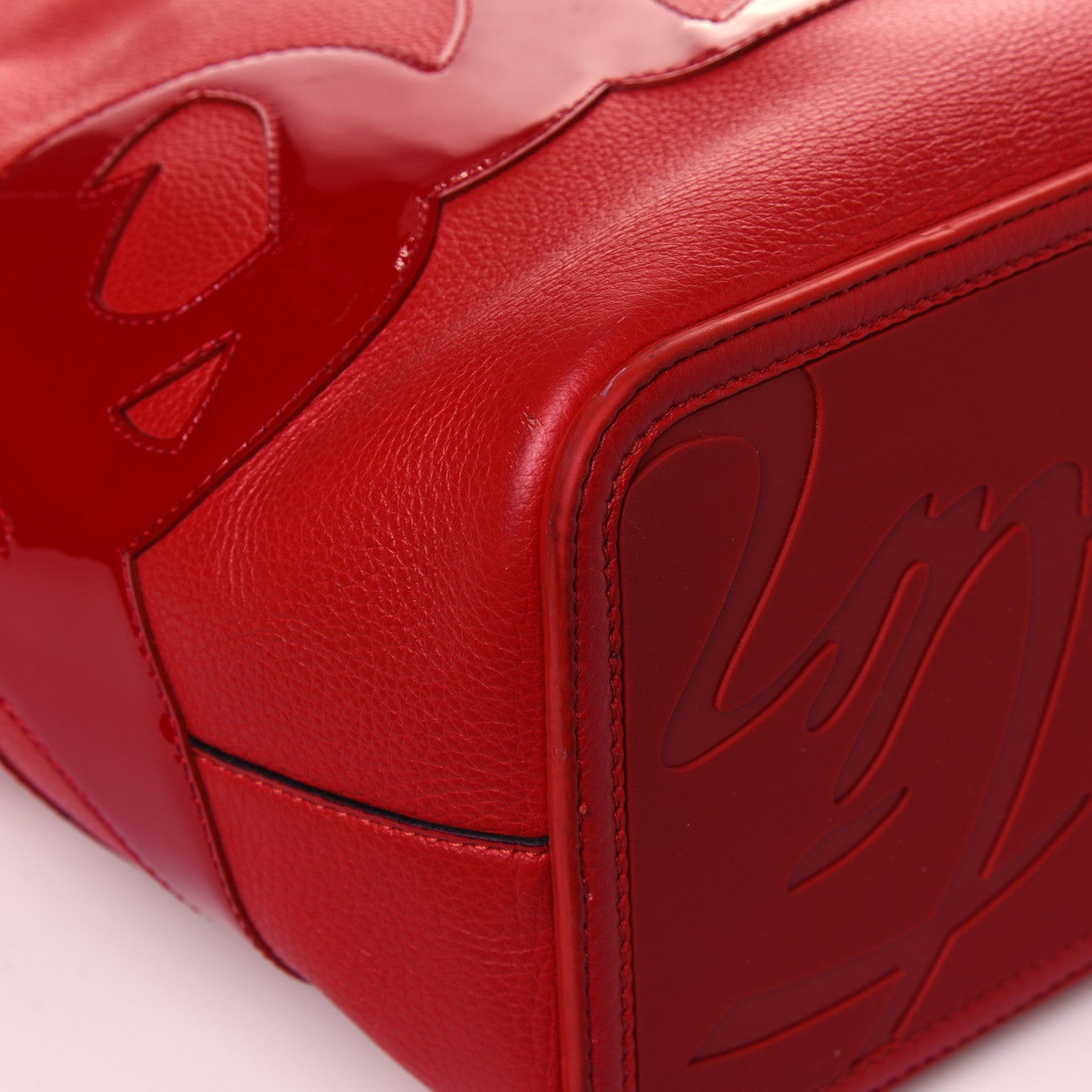 Christian Louboutin Calfskin Patent Logo Spikes East West Cabata Tote Red 11 of 16