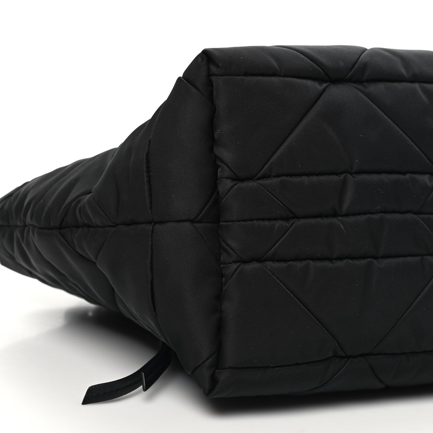 Re-Nylon Nappa Triangle Quilted Padded Small Double Handled Zip Tote Black