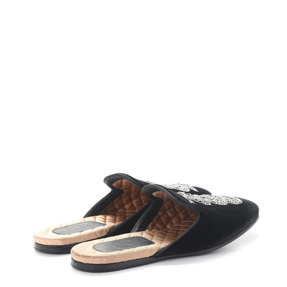 Gucci Velvet Crystal Snake Embellished Mens Lawrence Slippers 8 Black 4 of 8