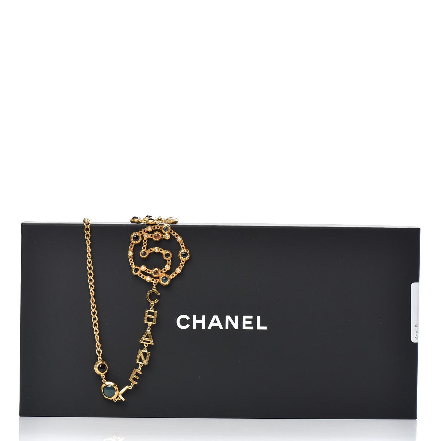 Pearl Gripoix Crystal No 5 Medallion Necklace Gold