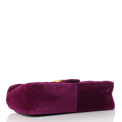 Gucci Velvet Matelasse Small GG Marmont Shoulder Bag Fuchsia Violet Cyclamen 4 of 10