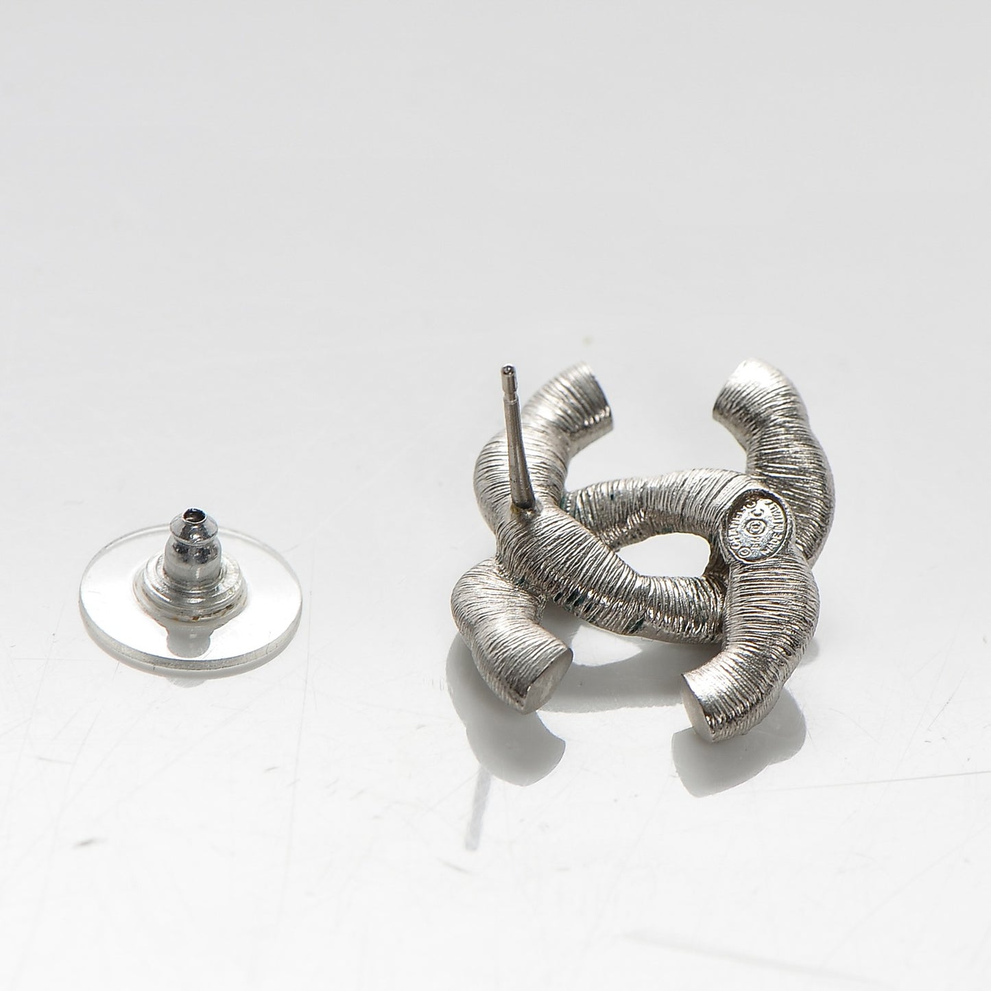 Crystal CC Twisted Earrings Silver