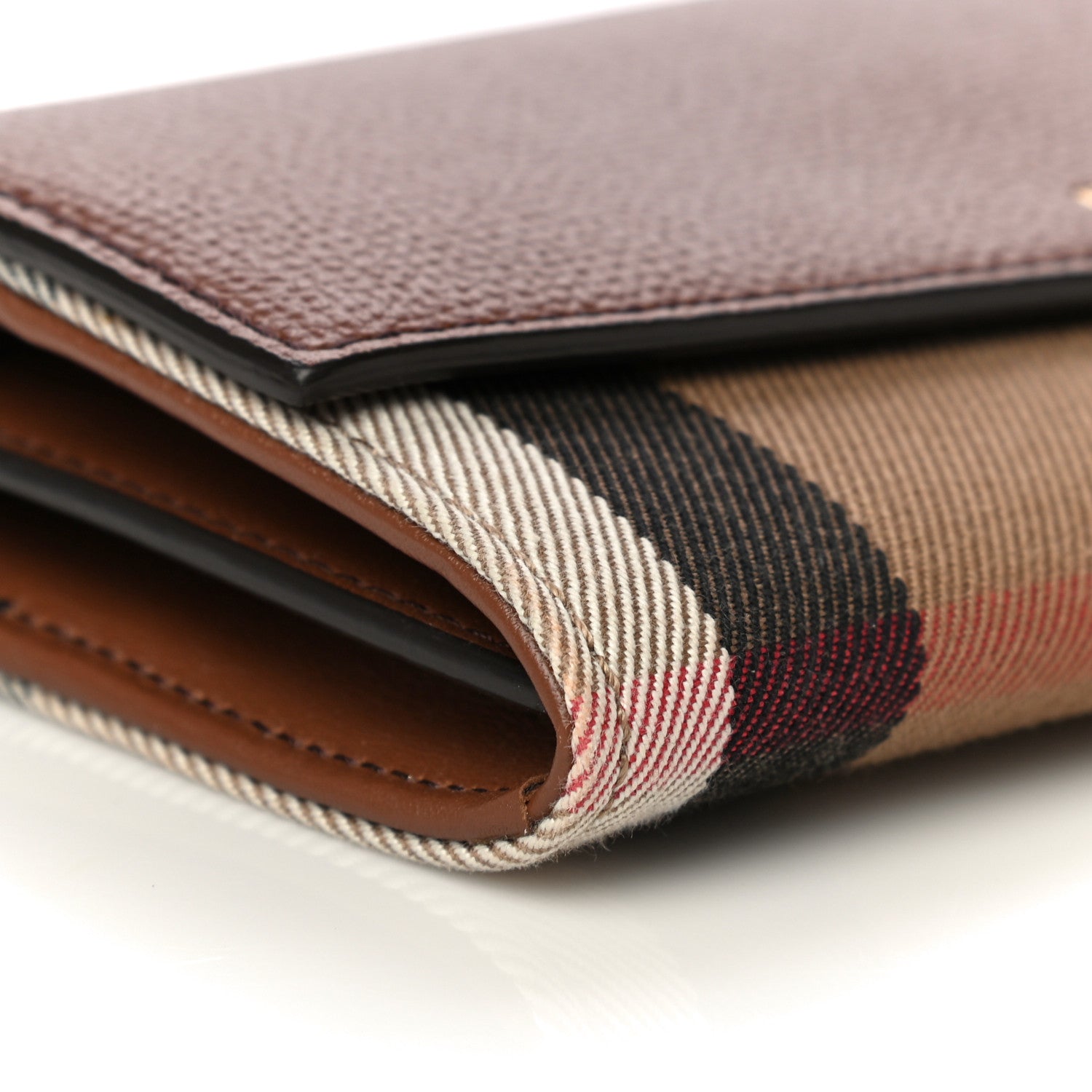 Burberry Horseshoe Calfskin House Check Porter Continental Wallet Tan 8 of 15