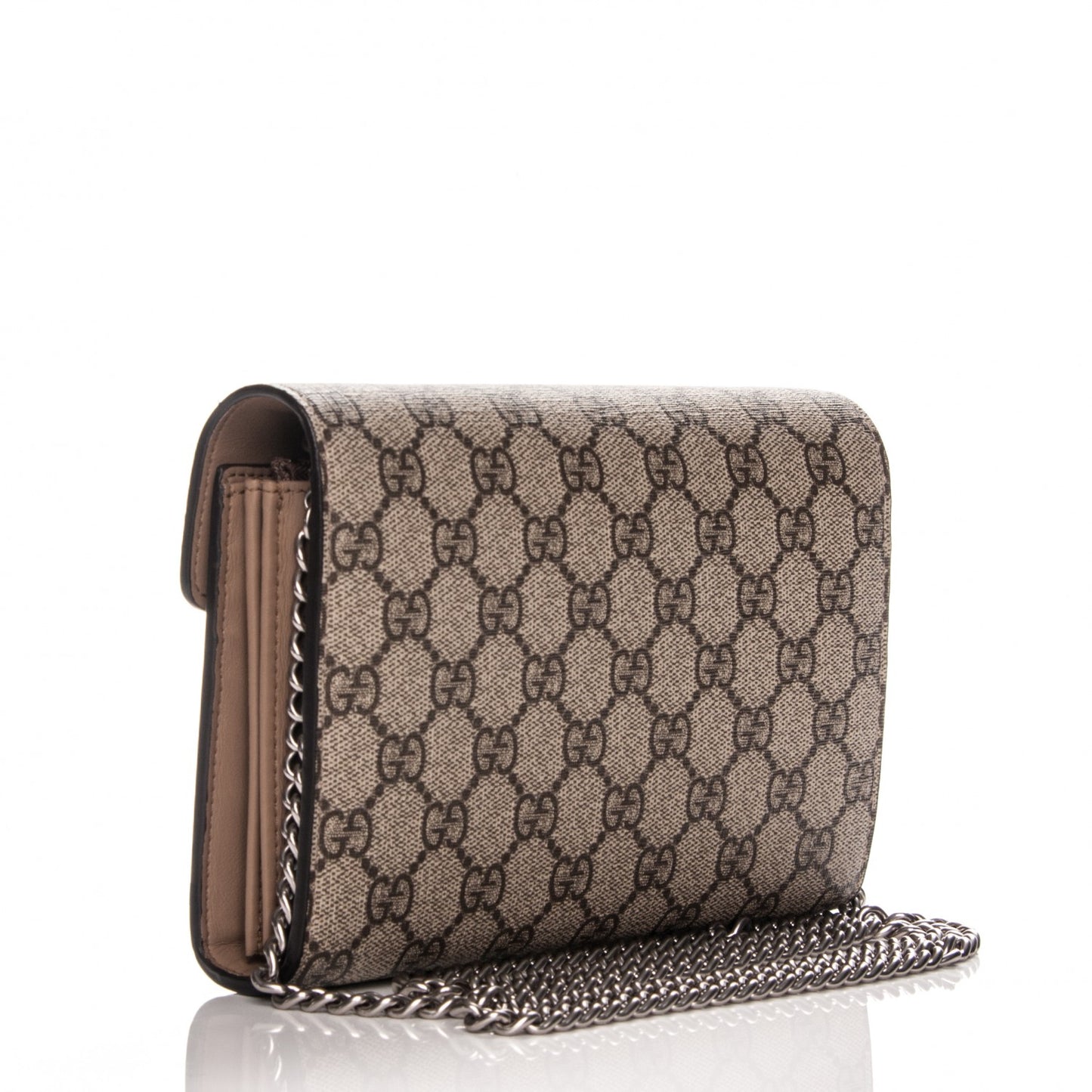 GG Supreme Monogram Mini Dionysus Chain Wallet Beige Taupe