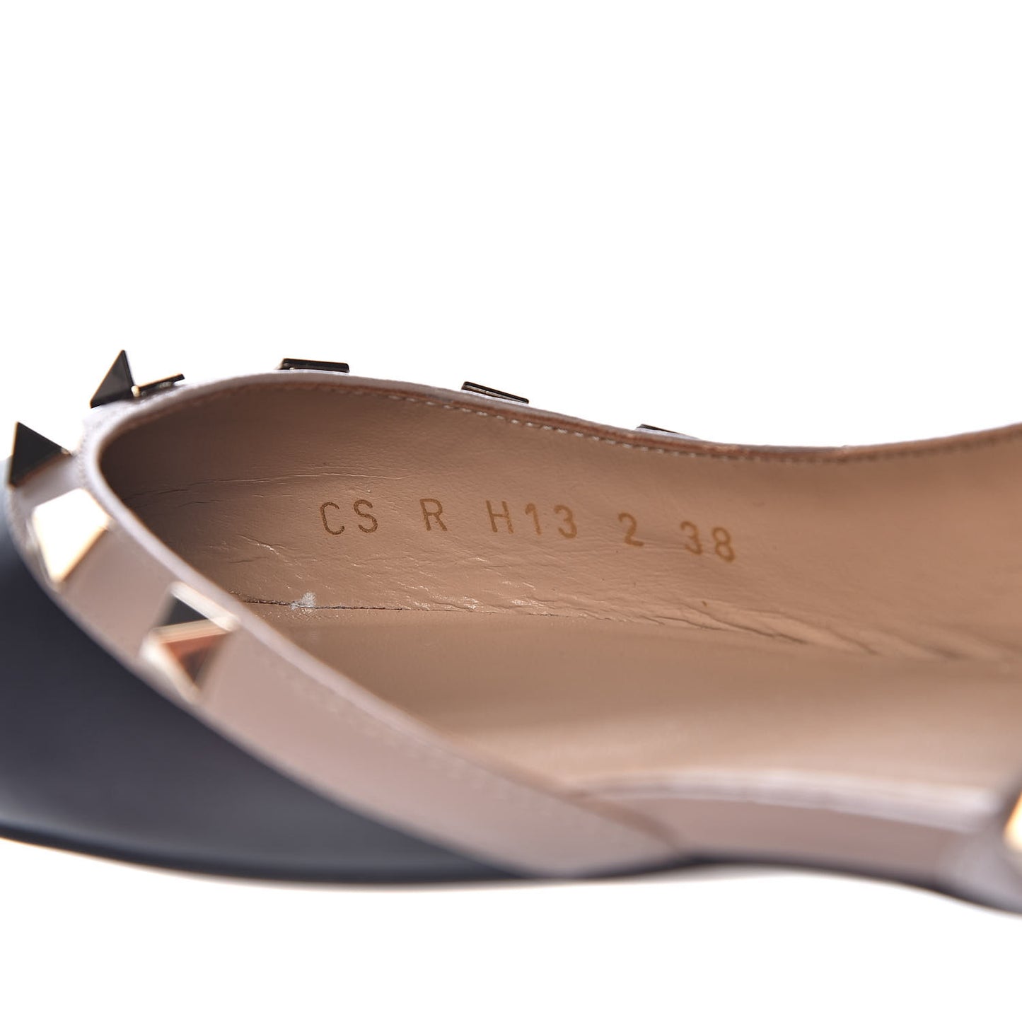 Nappa Rockstud Slingback Flats 38 Black Poudre