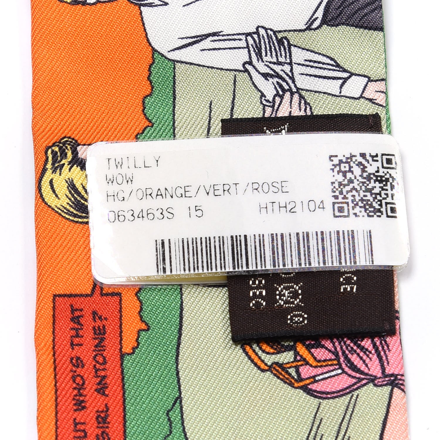 Hermes Silk Wow Twilly Orange Vert Rose 4 of 4
