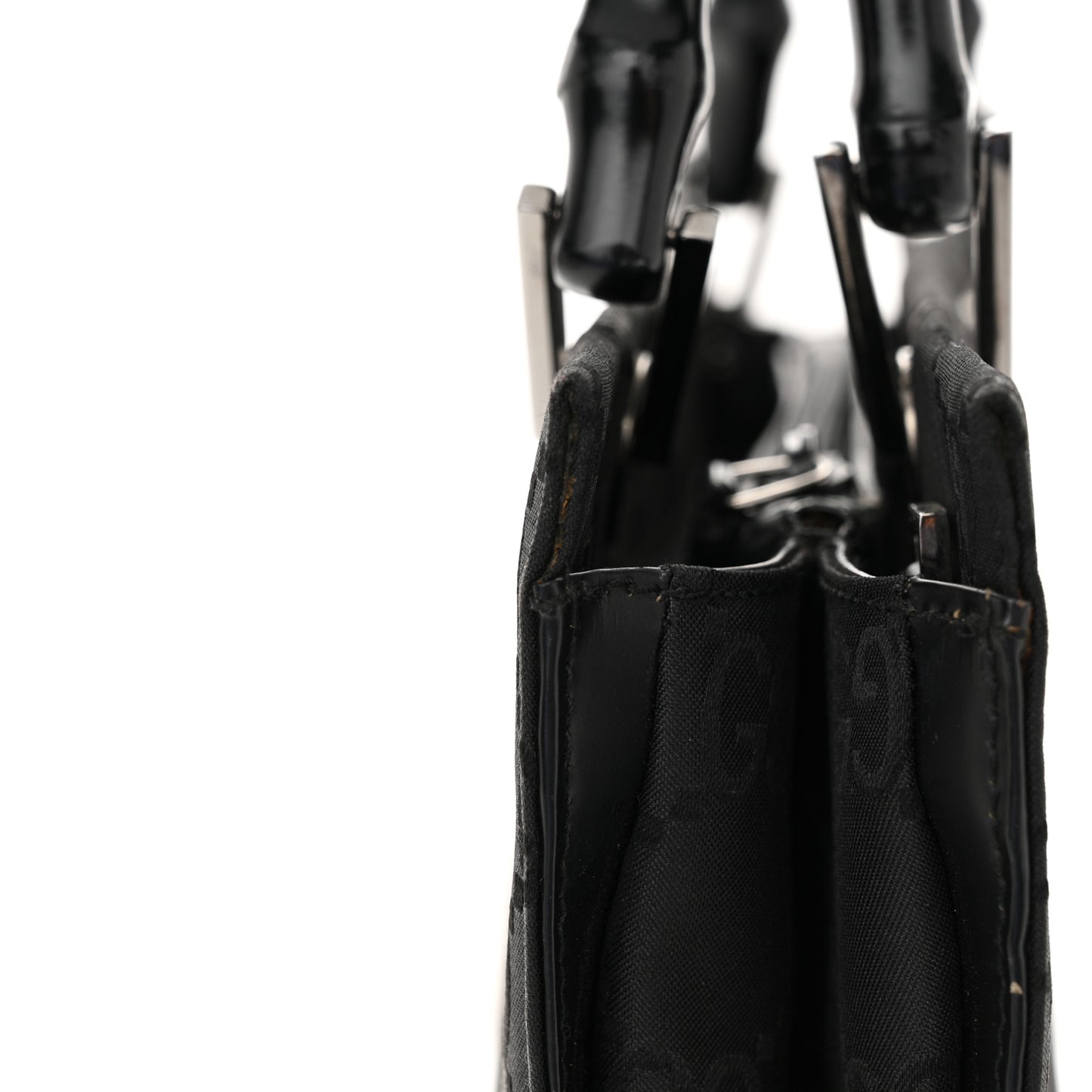 Nylon Monogram Bamboo Handle Bag Black