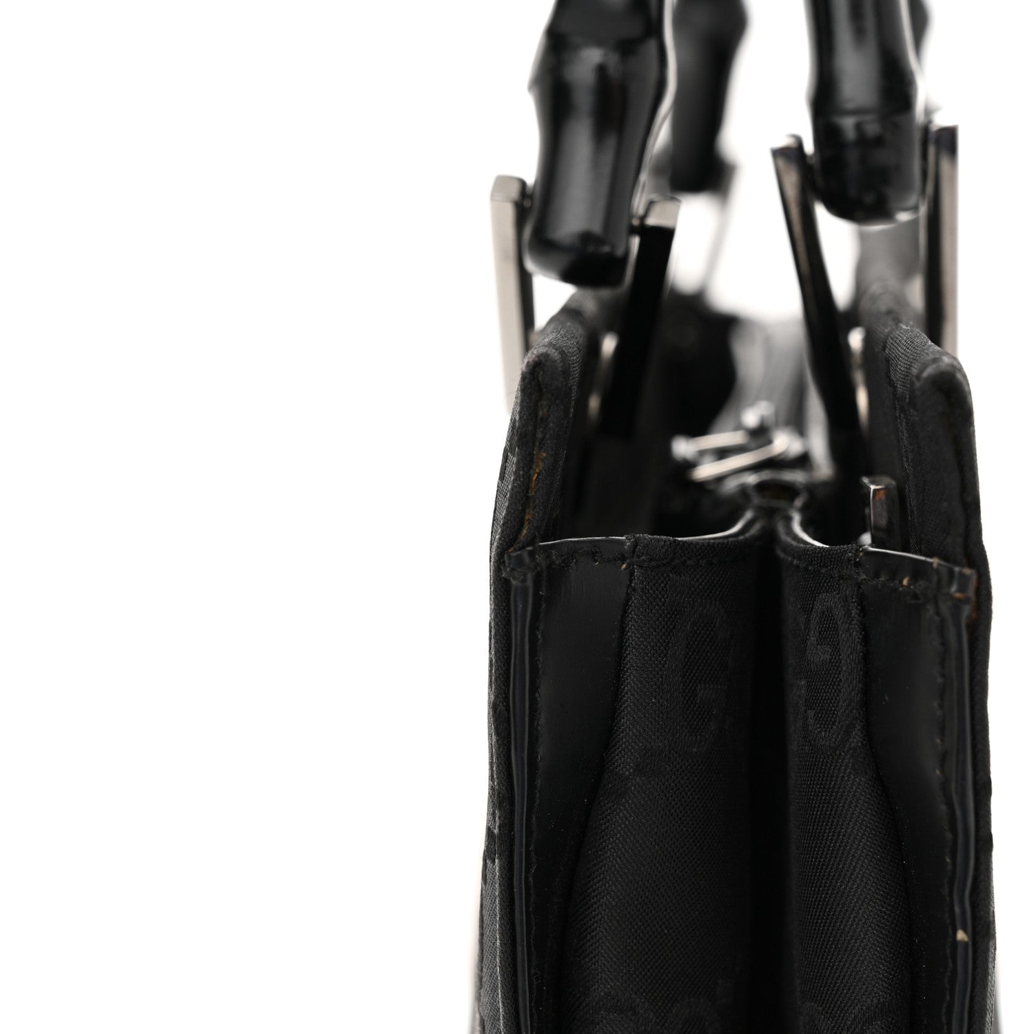 Gucci Nylon Monogram Bamboo Handle Bag Black 16 of 17