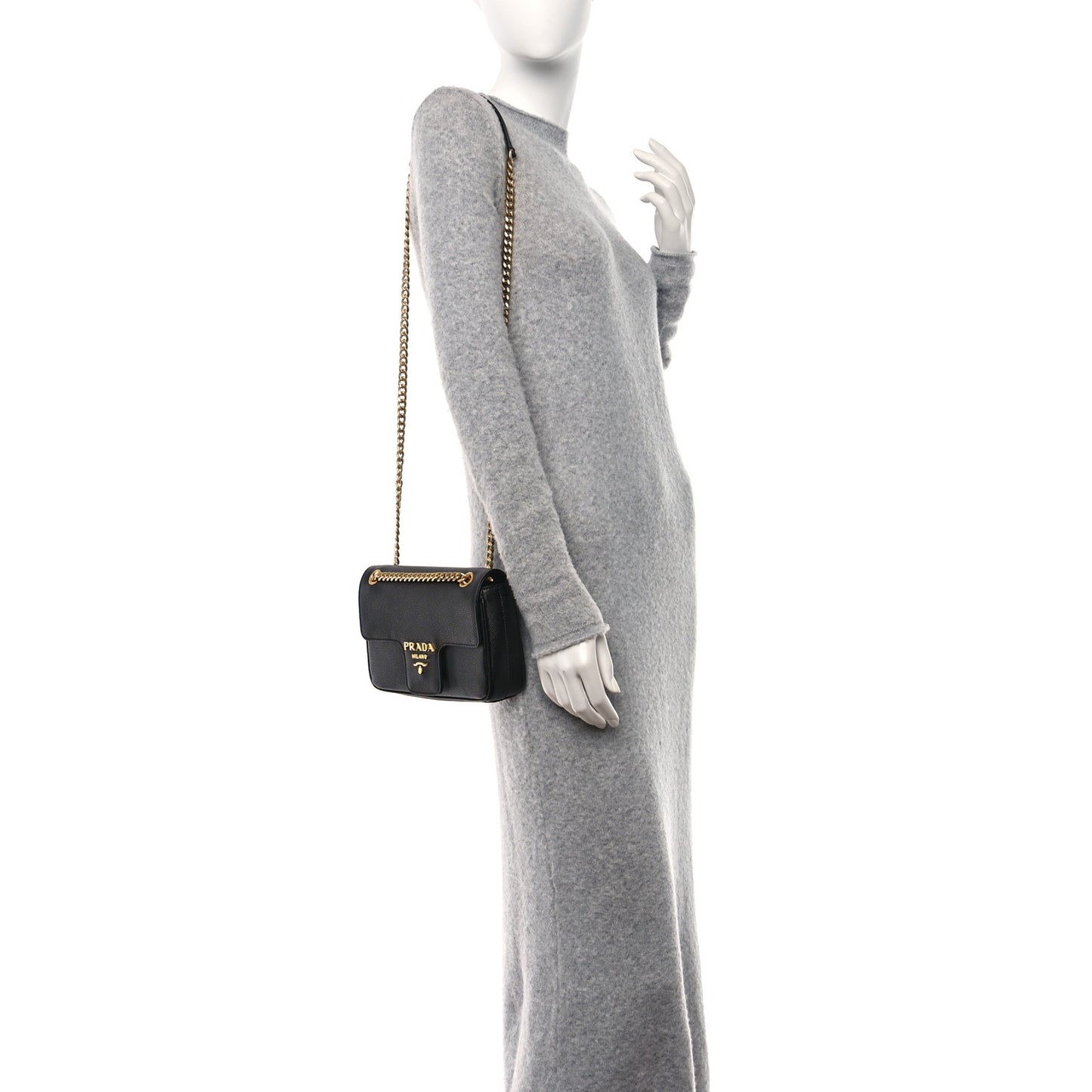 Saffiano Flap Shoulder Bag Black