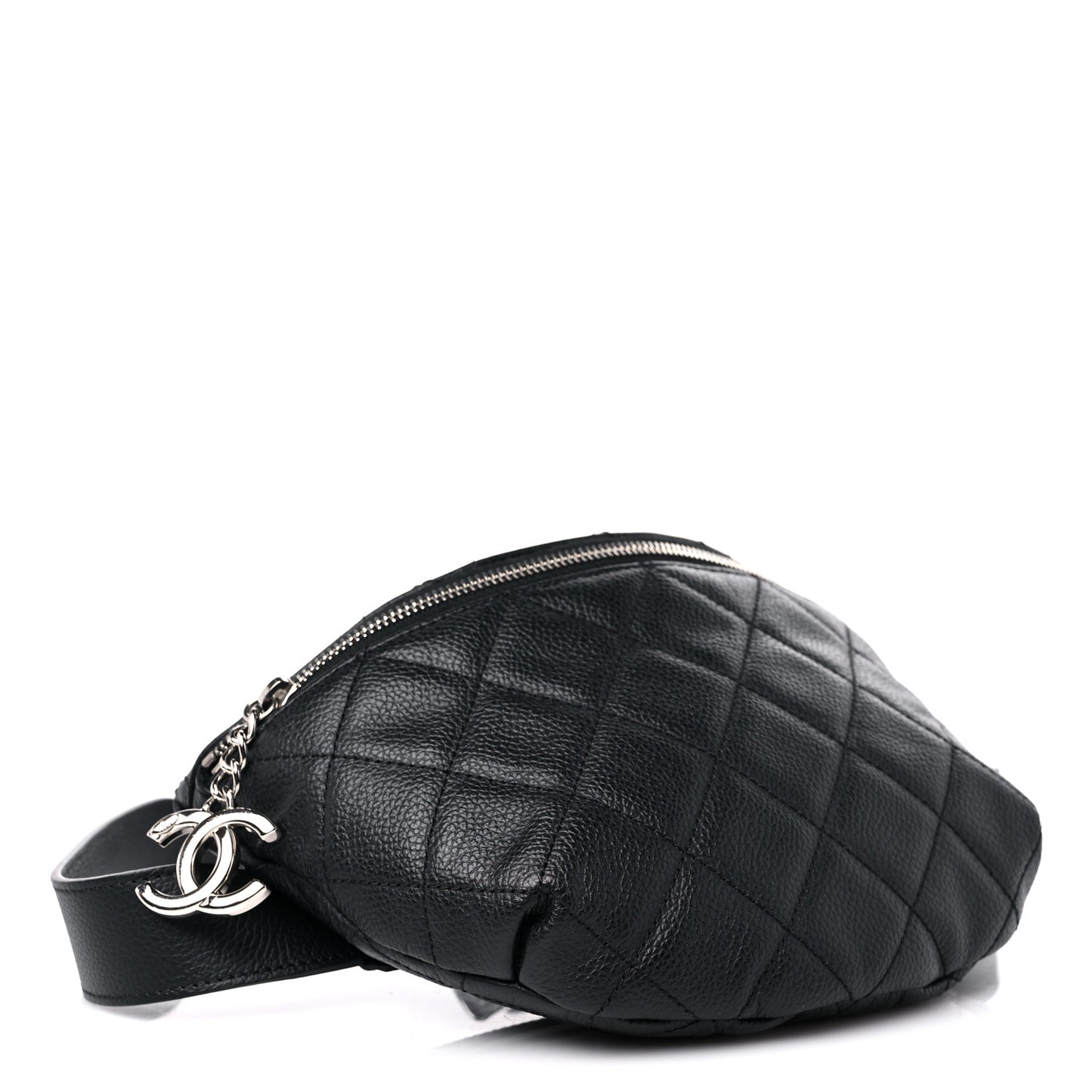 Grained Calfskin Quilted Waist Belt Bag Black