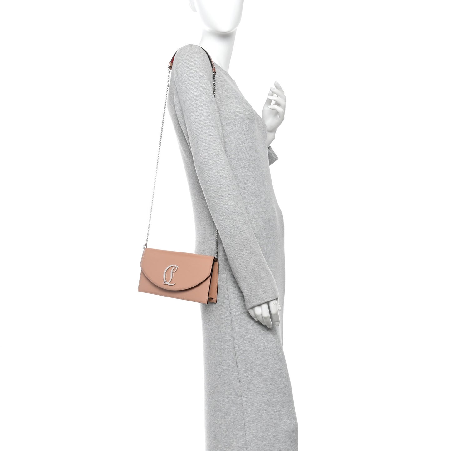 Patent Calfskin Loubi54 Crossbody Clutch Blush