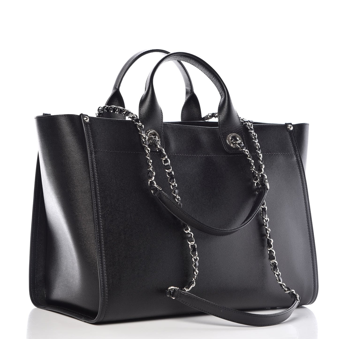 Caviar Medium Studded Deauville Tote Black