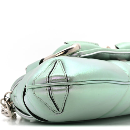 Gucci Iridescent Nappa Vertical Matelasse Medium Maxi Horsebit Chain Shoulder Bag Iridescent Salvy Green 9 of 12
