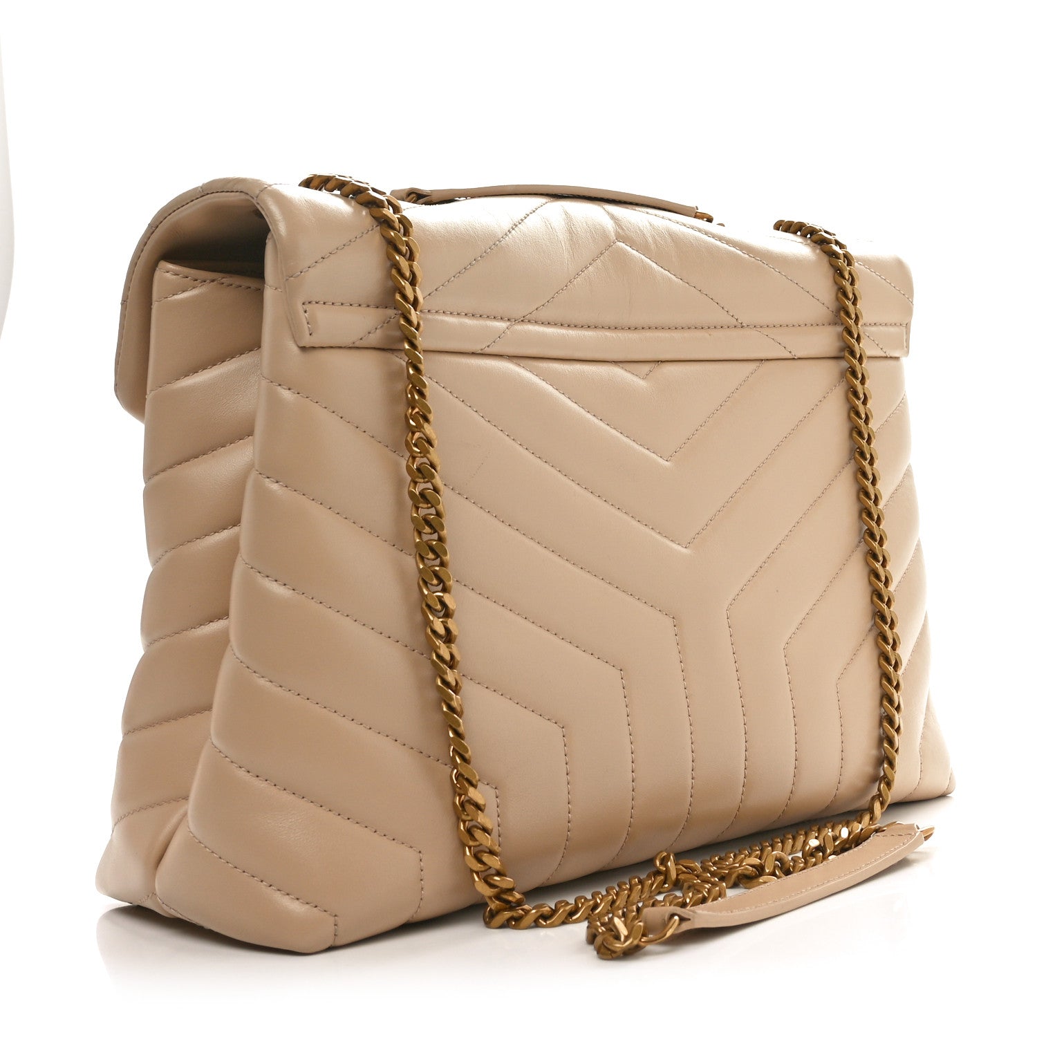 Saint Laurent Calfskin Y Quilted Monogram Medium Loulou Chain Satchel Nude Powder 3 of 10