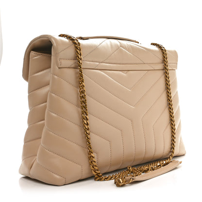 Saint Laurent Calfskin Y Quilted Monogram Medium Loulou Chain Satchel Nude Powder 3 of 10