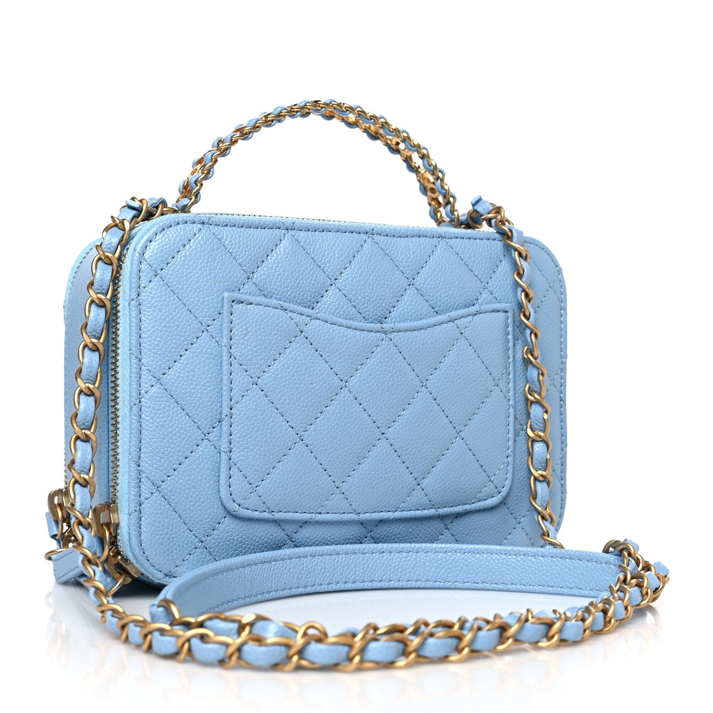 Caviar Quilted Small Pick Me Up Vanity Case Light Blue