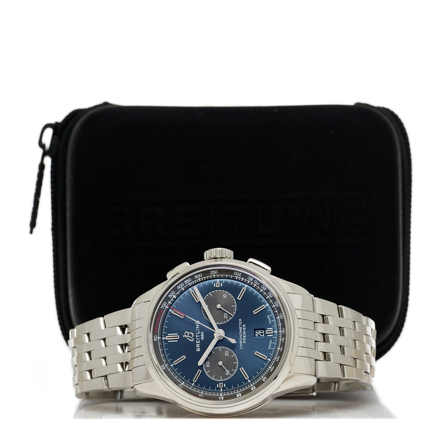 Stainless Steel 42mm Premier B01 Chronograph Automatic Watch Blue AB0118A61C1A1