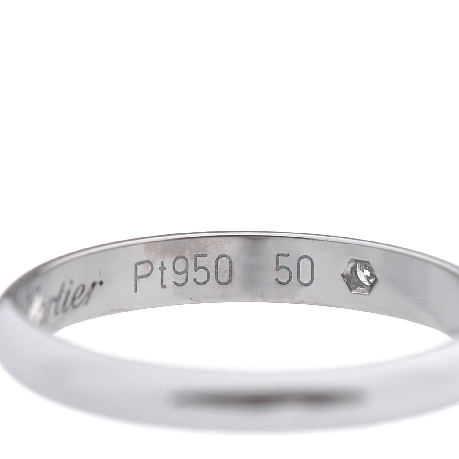 Cartier Platinum 3 Diamond 2.6mm 1895 Wedding Band Ring 50 5.25 6 of 8