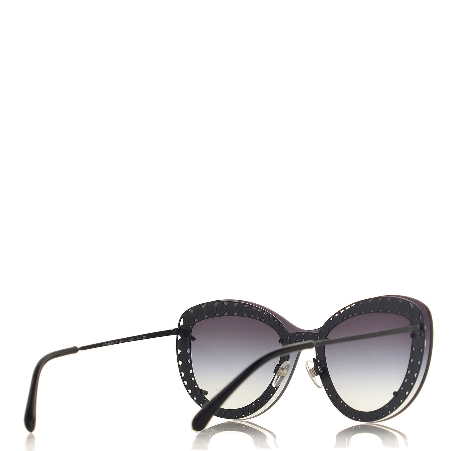 Acetate Metal Pearl Butterfly Sunglasses 4236-H Black