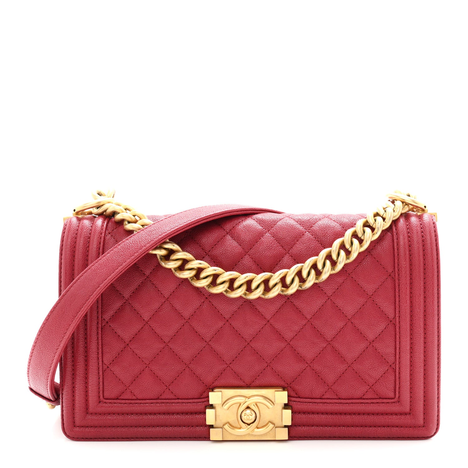 Chanel Caviar Quilted Medium Boy Flap Dark Red 1 of 10