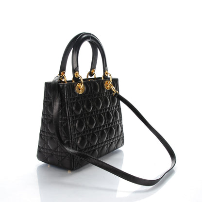 Christian Dior Lambskin Cannage Medium Lady Dior Black 3 of 7
