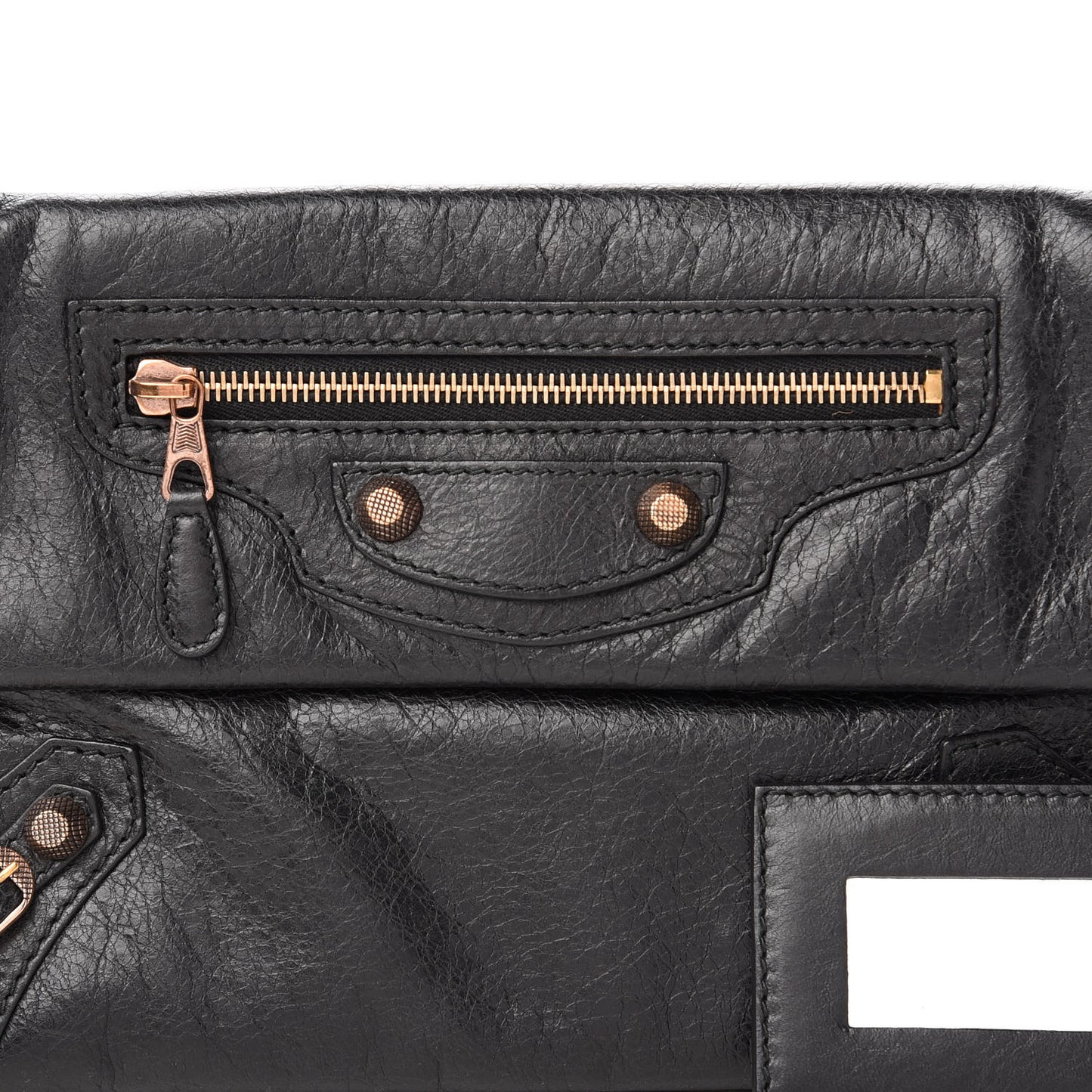 Agneau Giant 12 Rose Gold Hardware Envelope Clutch Black