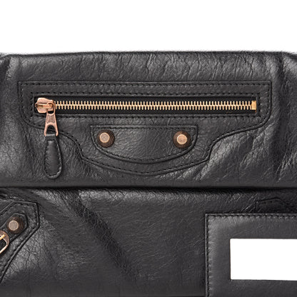 Balenciaga Agneau Giant 12 Rose Gold Hardware Envelope Clutch Black 10 of 10
