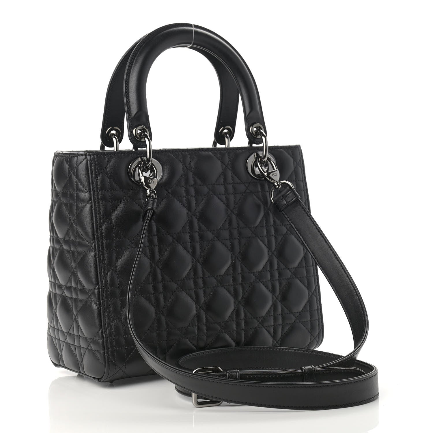 Christian Dior Lambskin Cannage Medium Lady Dior Black 3 of 13