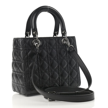 Christian Dior Lambskin Cannage Medium Lady Dior Black 3 of 13