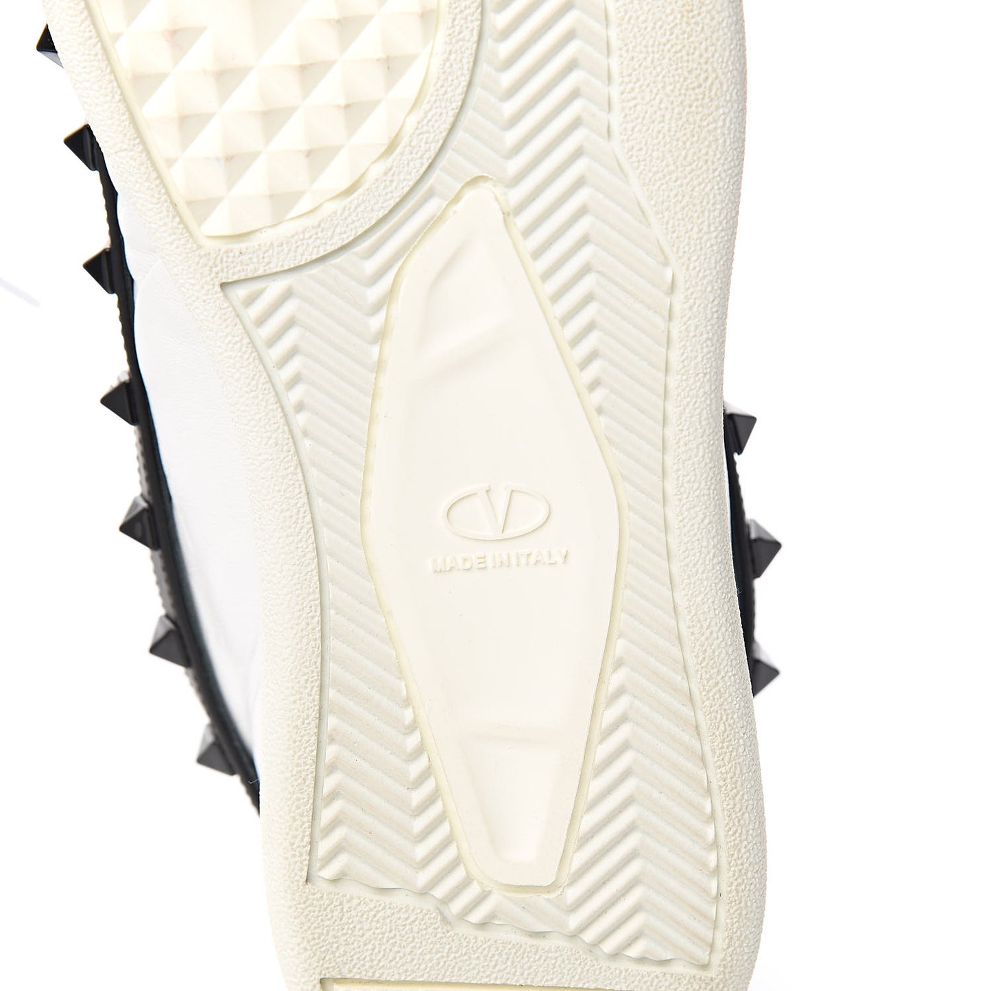 Calfskin Womens Rockstud Armour Sneakers 37 White