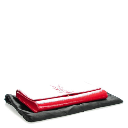 Saint Laurent Textured Patent Monogram Large Belle De Jour Clutch Red 4 of 8