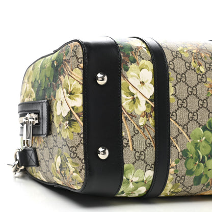 Gucci GG Supreme Monogram Blooms Medium Duffle Beige New Military Black 9 of 11