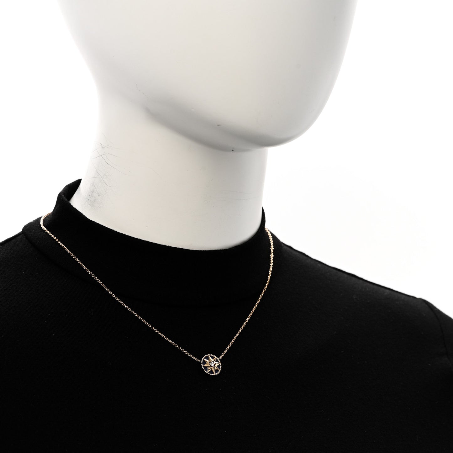 18K Yellow Gold Diamond Lapis Lazuli Rose Des Vents Necklace