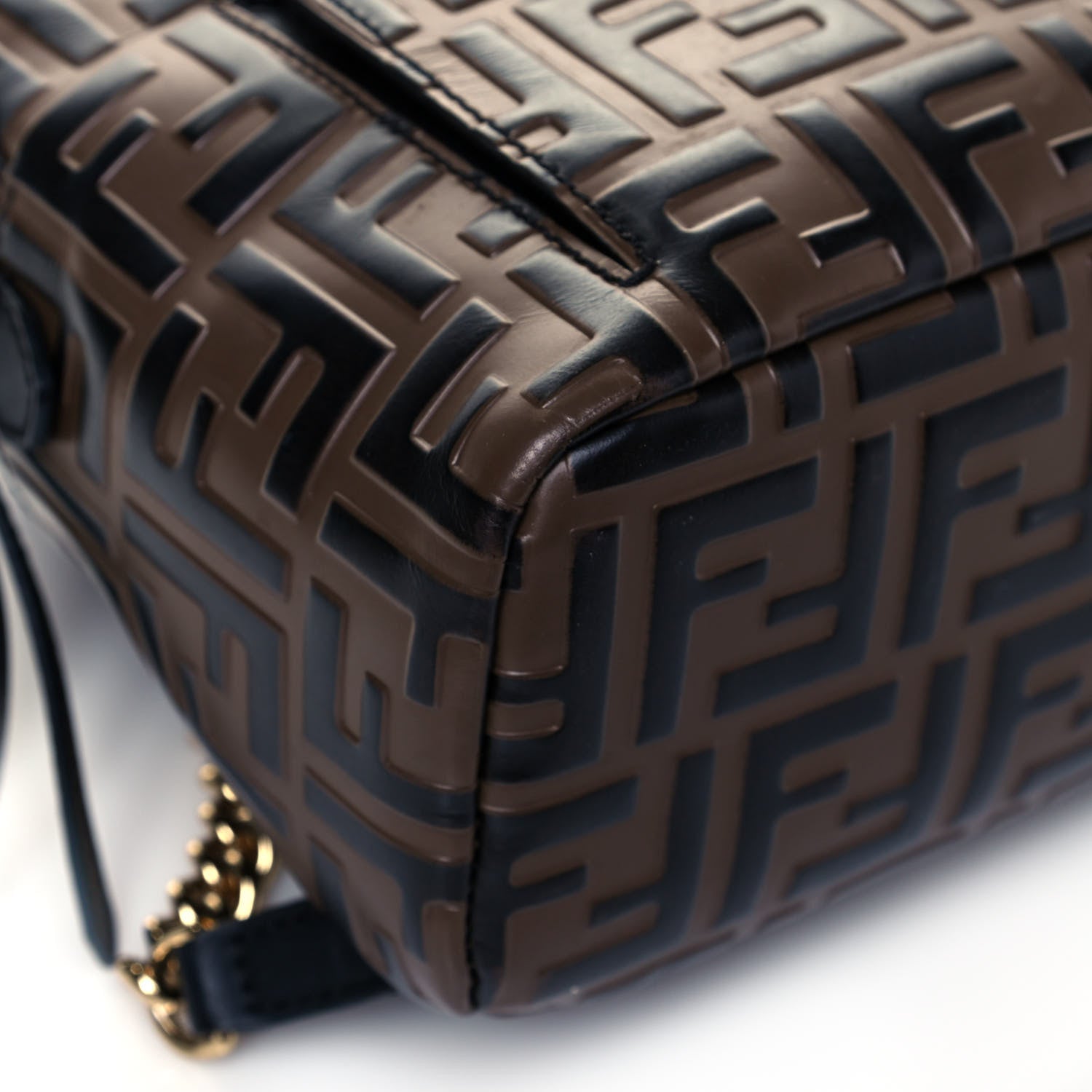 Fendi Vitello Bi-Color FF 1974 Embossed Mini Backpack Maya Black 8 of 12