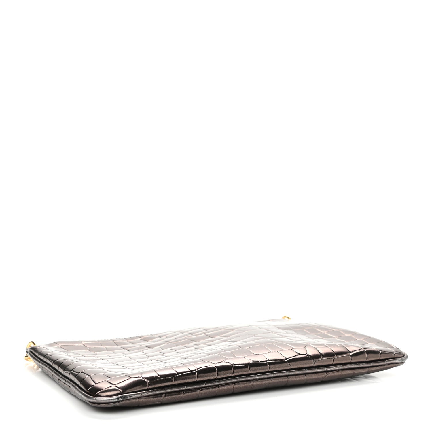 Stella McCartney Embossed Crocodile Effect Chain Clutch Bronze 4 of 11