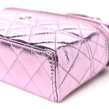 Chanel Metallic Calfskin Quilted Slim Vanity With Chain Pink 10 of 11