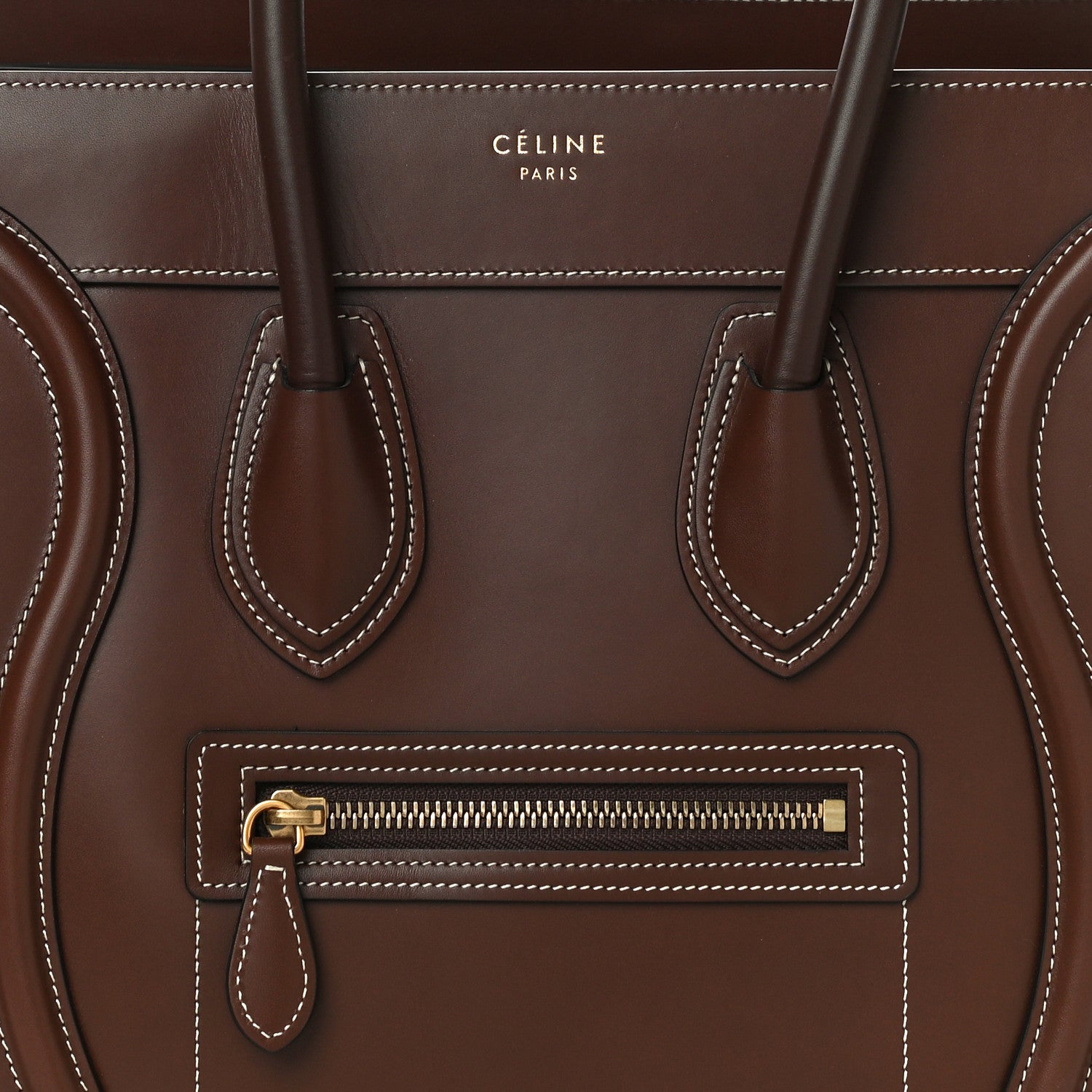Celine Satinated Natural Calfskin Micro Luggage Dark Brown 7 of 9