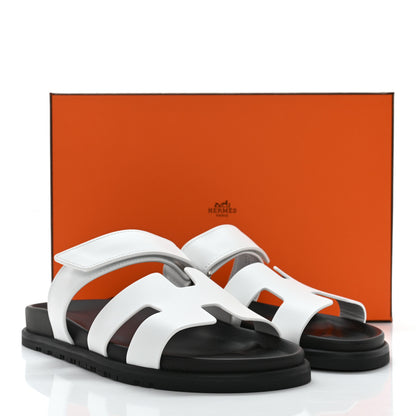 Hermes Calfskin Womens Chypre Sandals 39.5 White 9 of 9