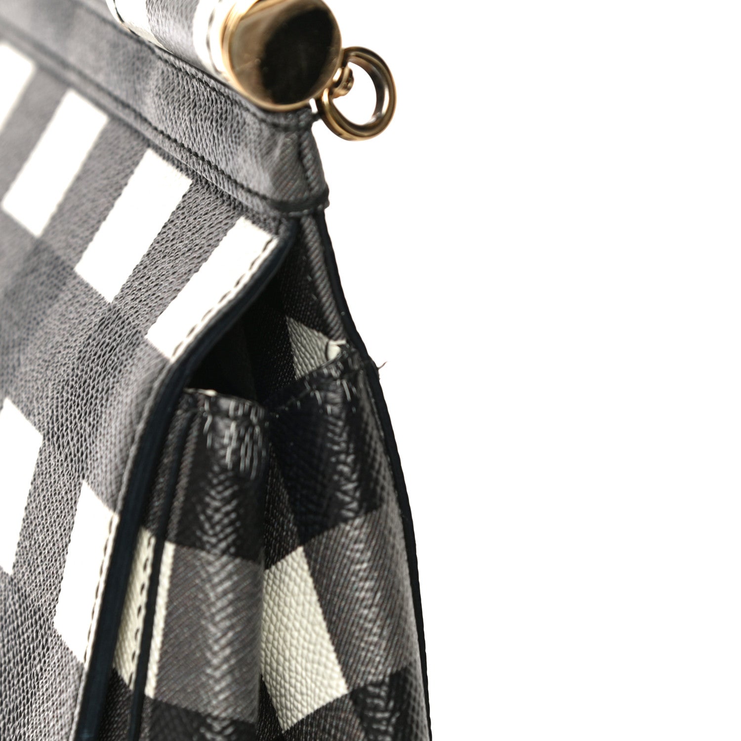 Dolce & Gabbana Dauphine Print Checker Medium Miss Sicily Satchel Black White 14 of 18
