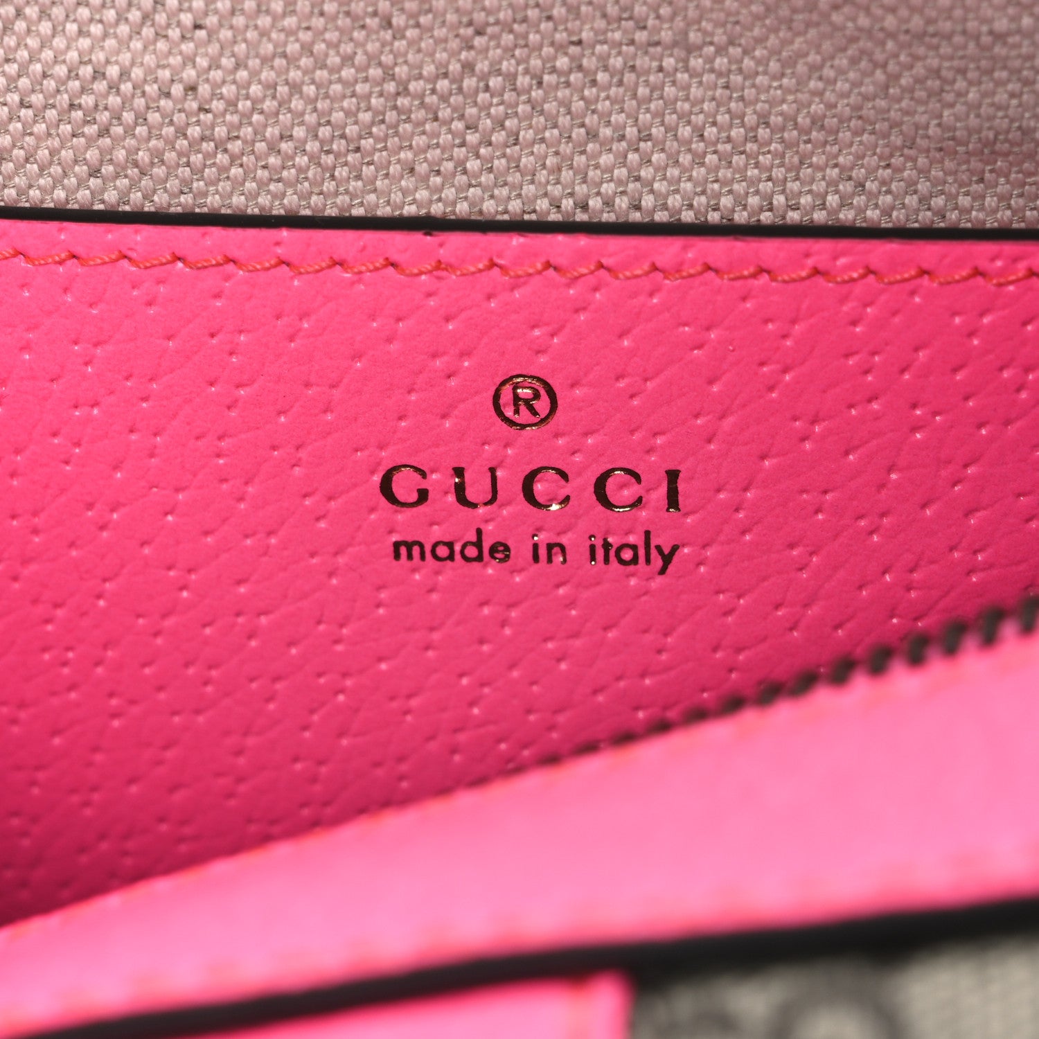 Gucci GG Supreme Monogram Textured Dollar Calfskin Web Ophidia Small Crossbody Bag Beige Ebony Fuchsia 6 of 10